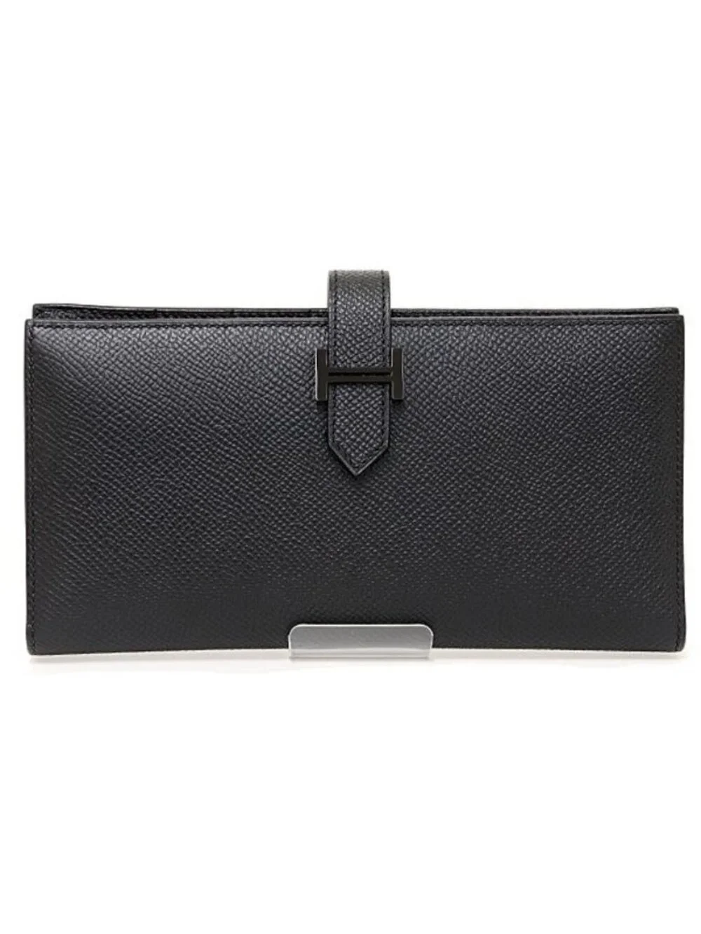 Hermes Bearn Soufflet Monochrome Wallet Veau Madame So Black